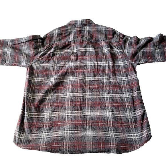 Weatherproof Vintage Men’s 2XL Flannel Shirt Gray Maroon Plaid Western Cowboy - Picture 2 of 10